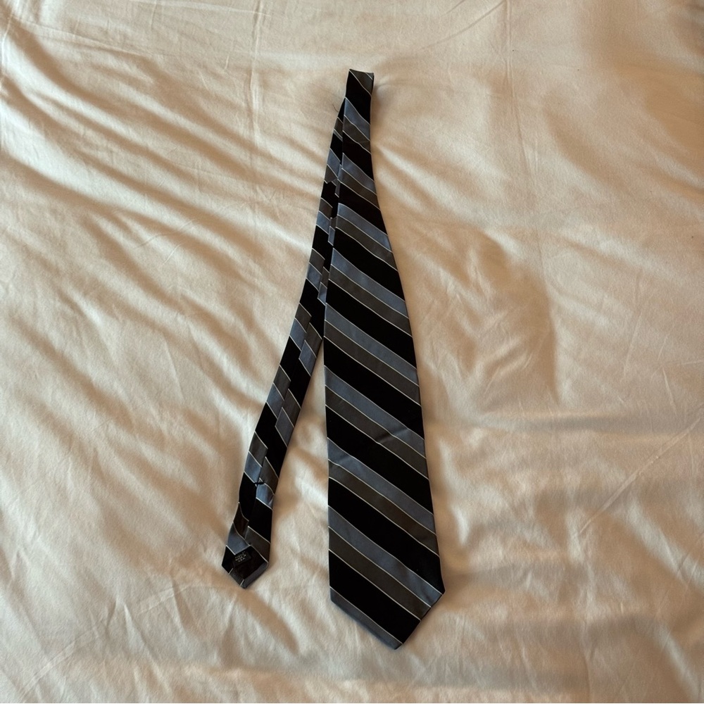 Sophisticated Black and Gray Striped Necktie